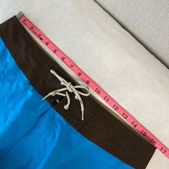 Hobie Vintage Swim Trunks Shorts Mens Sz 32 Unlined Brown Tan Blue - Picture 7 of 10